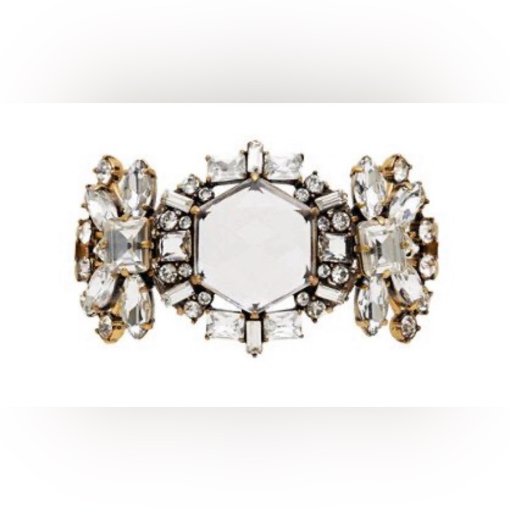 NWT Vintage RARE luxury J. Crew Art Deco Inspired Crystal Statement Bracelet - Picture 3 of 17